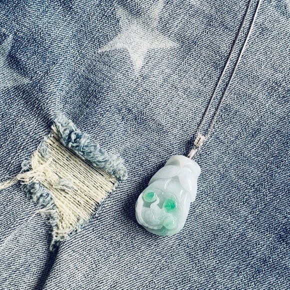 💚JADE Career Luck - Lotus flower Jade Pendant Necklace - Picture 6 of 8